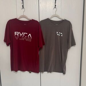 RVCA Men's Burgundy and Charcoal Tees